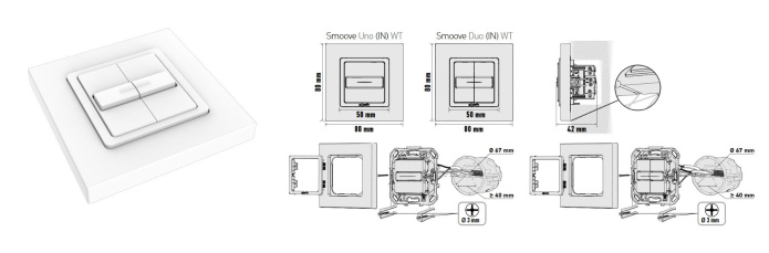 Somfy 1800507 Nowy przełącznik Smoove DUO - bez podtrzymania